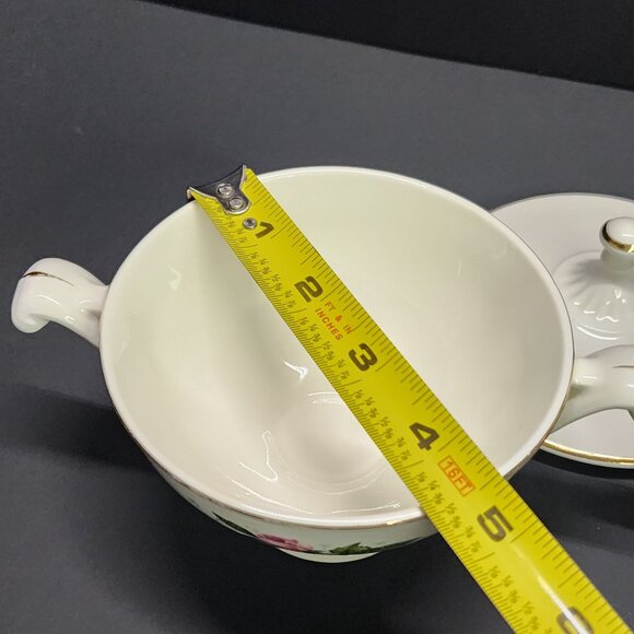 Vintage Garden Rose China Sugar Bowl and Creamer Gold Trimmed SET - Picture 11 of 11